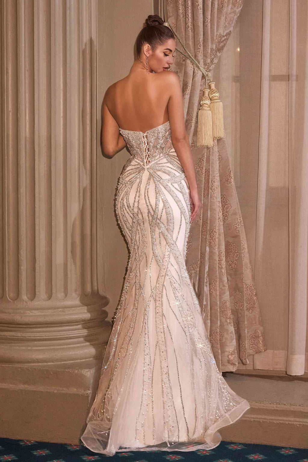 Wedding Dress | Ladivine Cc0688w Fitted Bridal Gown Strapless Plunging Neckline