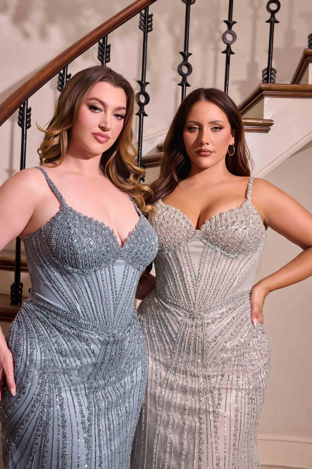 Dress | Ladivine Cc398c Dress Strapless Beaded Fitted Plus Size