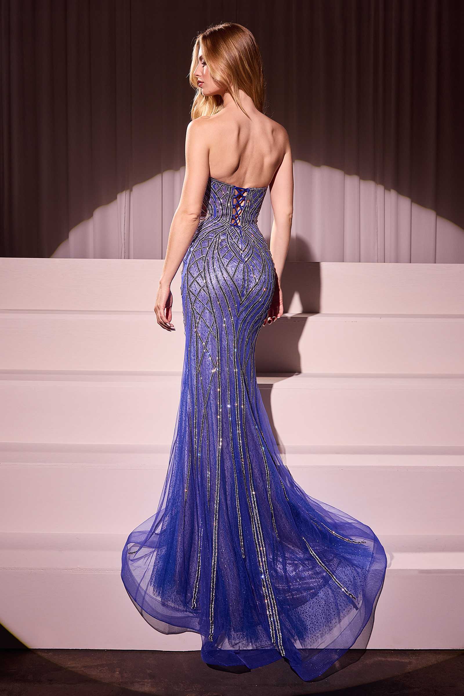 Dress | Ladivine Cc6018 Long Strapless Rhinestone Embellished Mermaid Gown