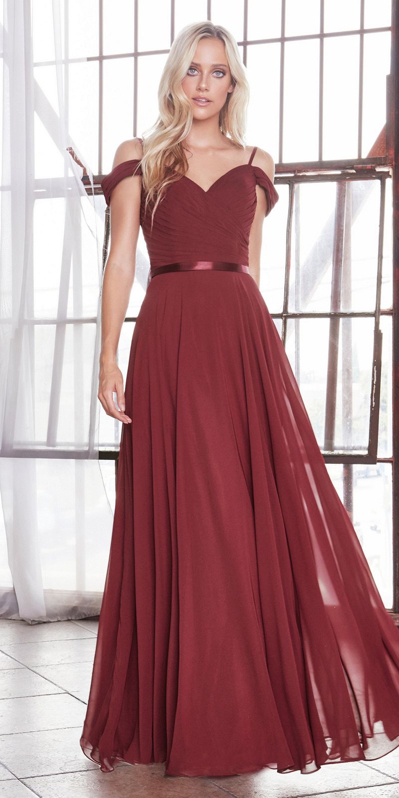 Dress | Cinderella Divine Cd0156 Long Off the Shoulder Chiffon