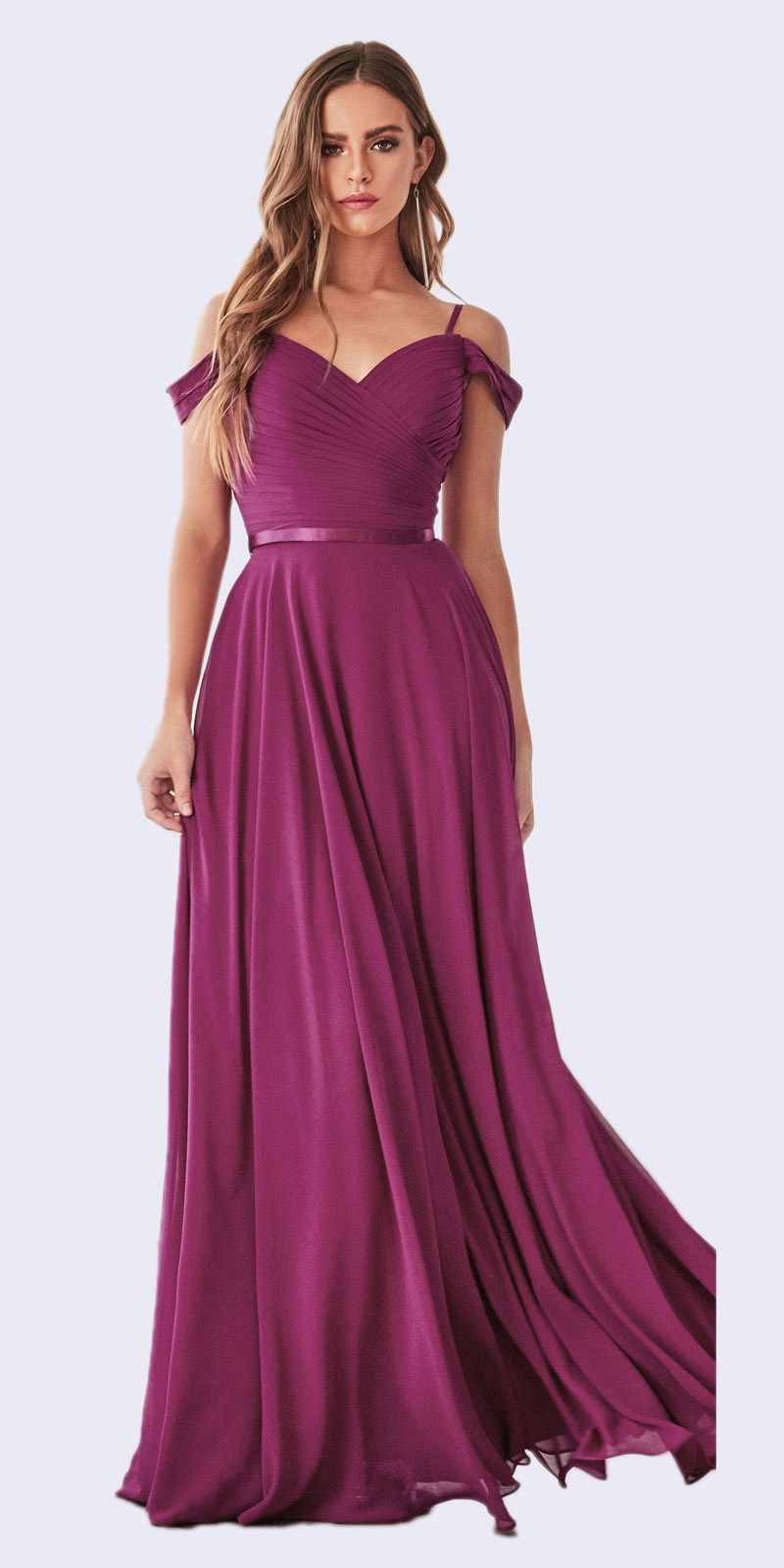 Dress | Cinderella Divine Cd0156 Long Off the Shoulder Chiffon