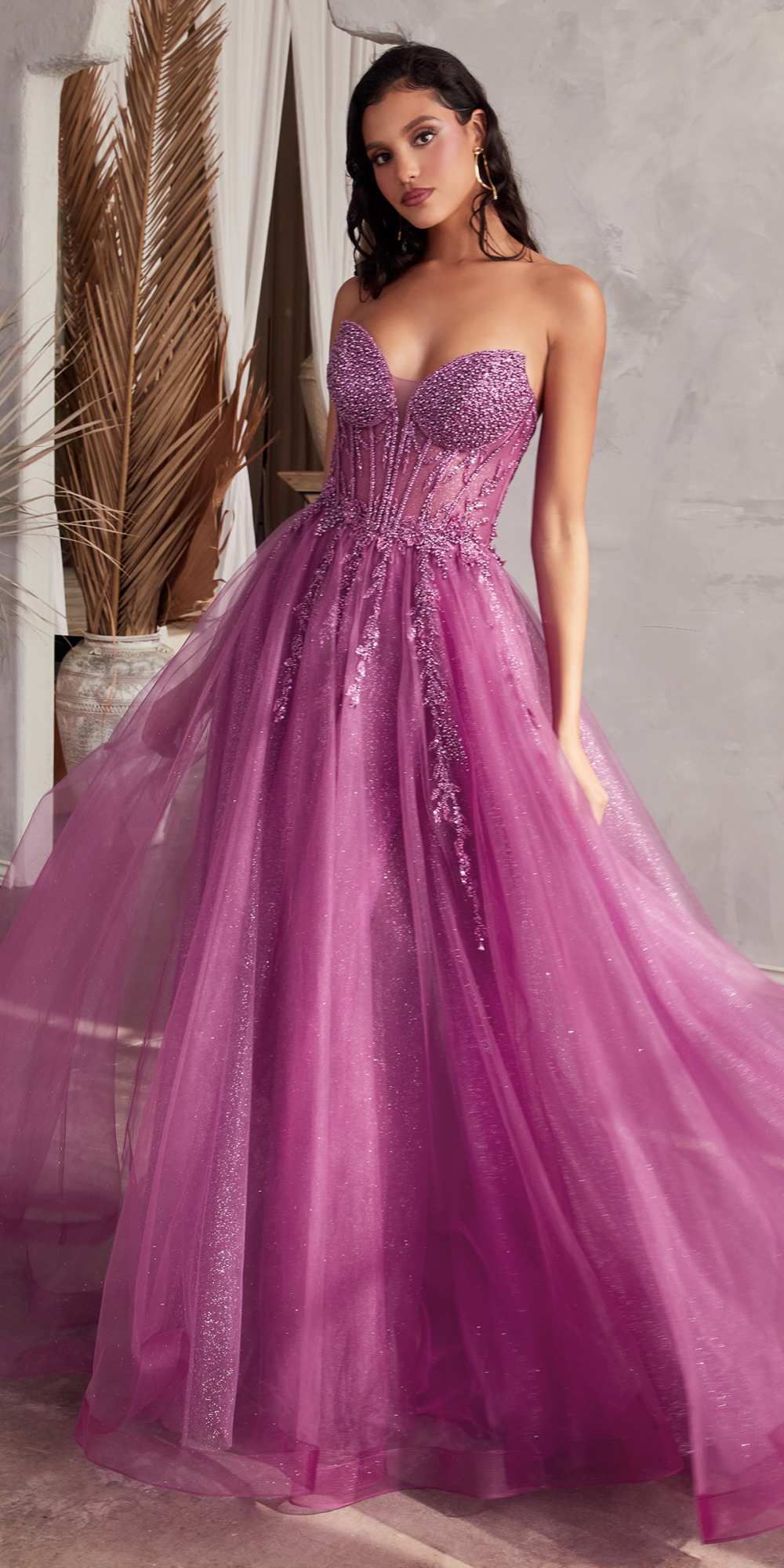 Bridal Party Dress | Ladivine Cd0230w Long Strapless Layered Tulle Bridal Gown