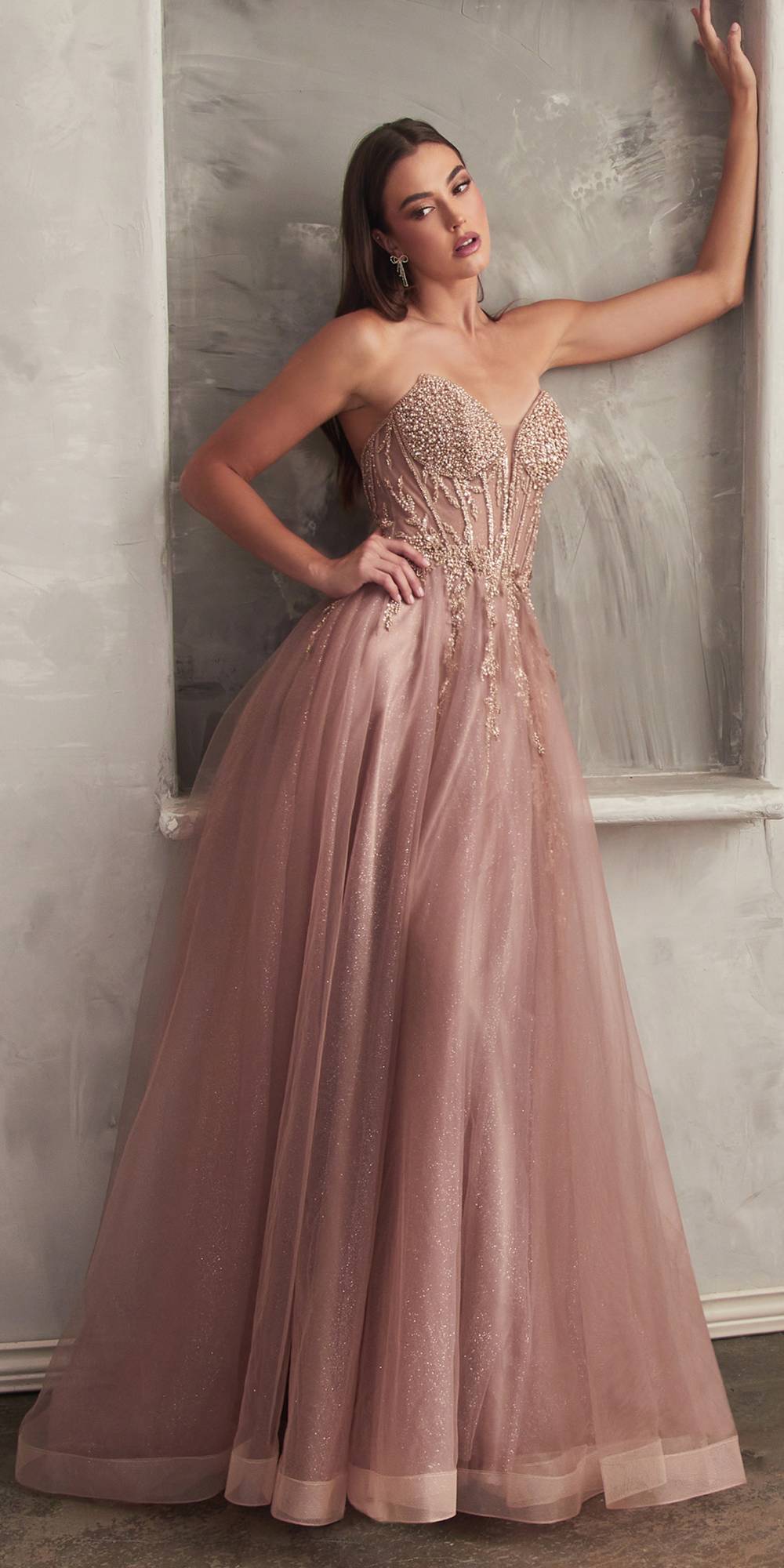 Bridal Party Dress | Ladivine Cd0230w Long Strapless Layered Tulle Bridal Gown