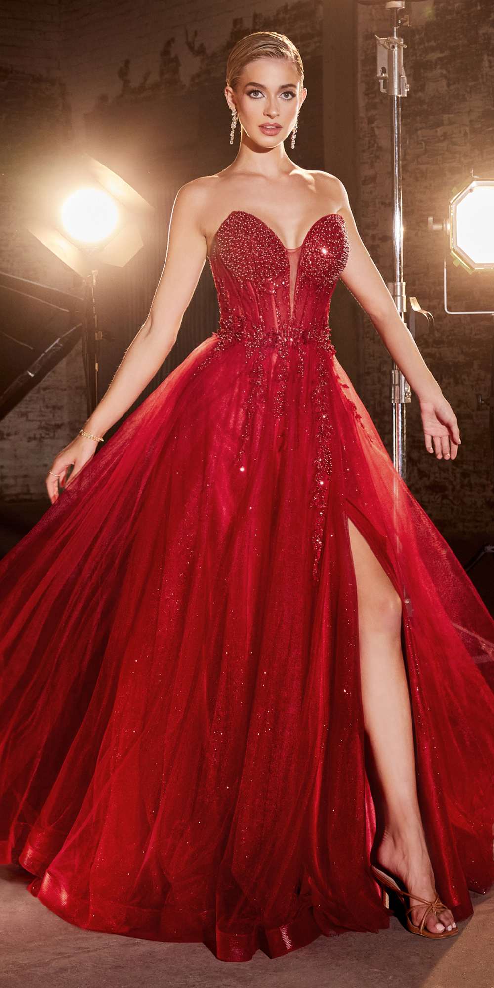 Bridal Party Dress | Ladivine Cd0230w Long Strapless Layered Tulle Bridal Gown