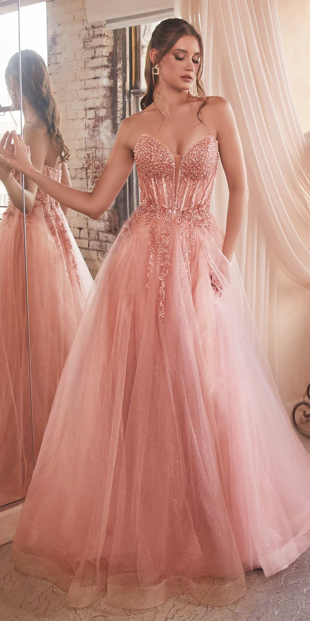 Bridal Party Dress | Ladivine Cd0230w Long Strapless Layered Tulle Bridal Gown