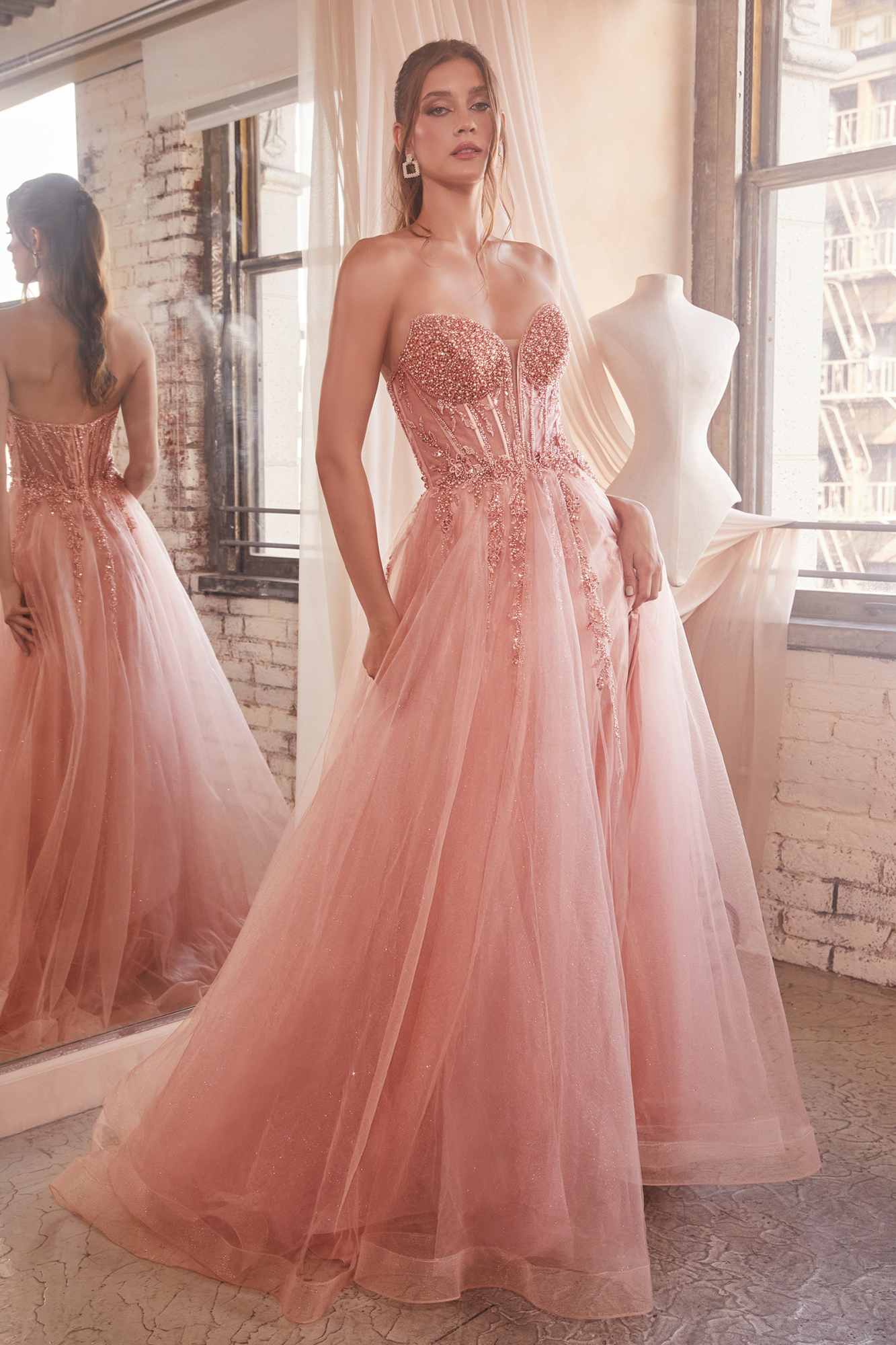 Bridal Party Dress | Ladivine Cd0230w Long Strapless Layered Tulle Bridal Gown