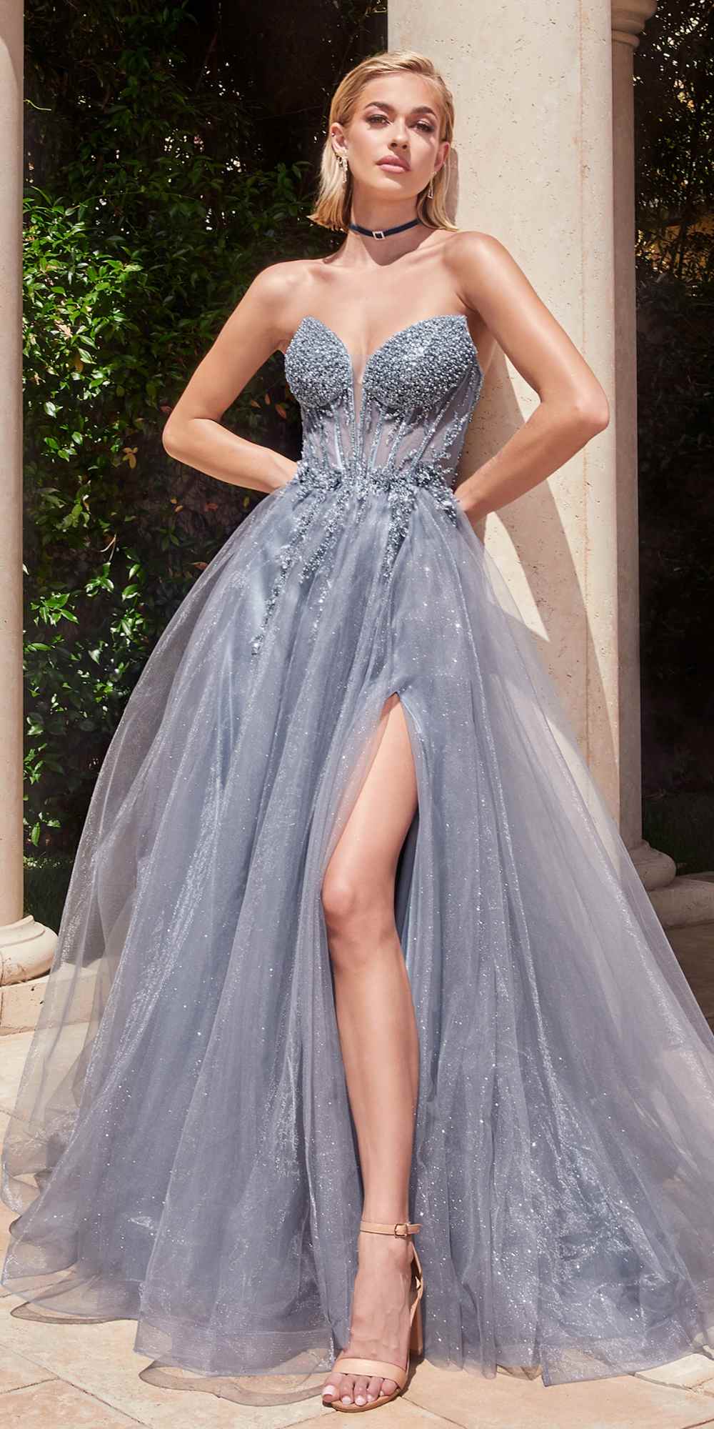 Bridal Party Dress | Ladivine Cd0230w Long Strapless Layered Tulle Bridal Gown