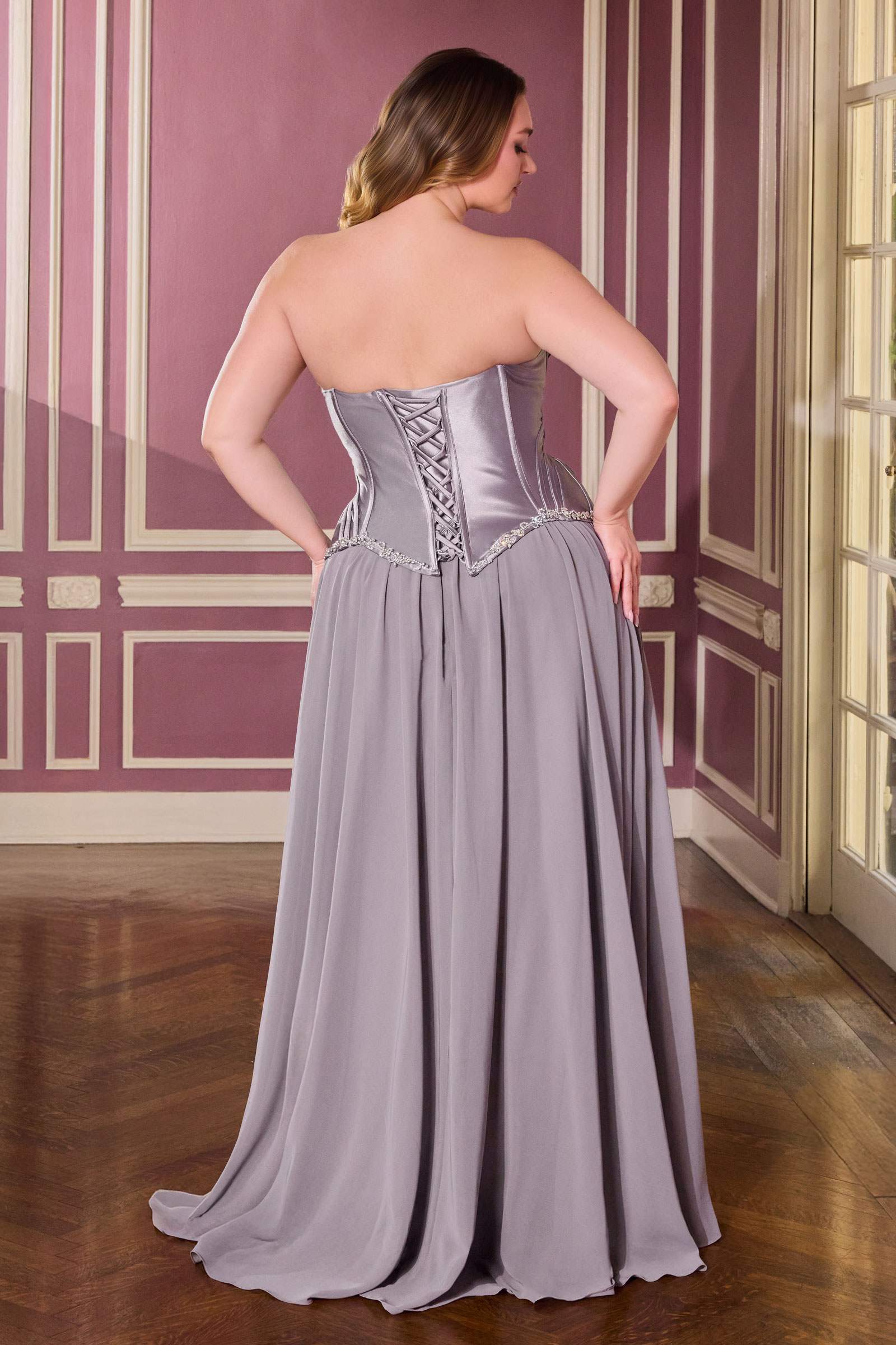 Dress | Ladivine Cd668c Sculpted Satin Corset Bodice
