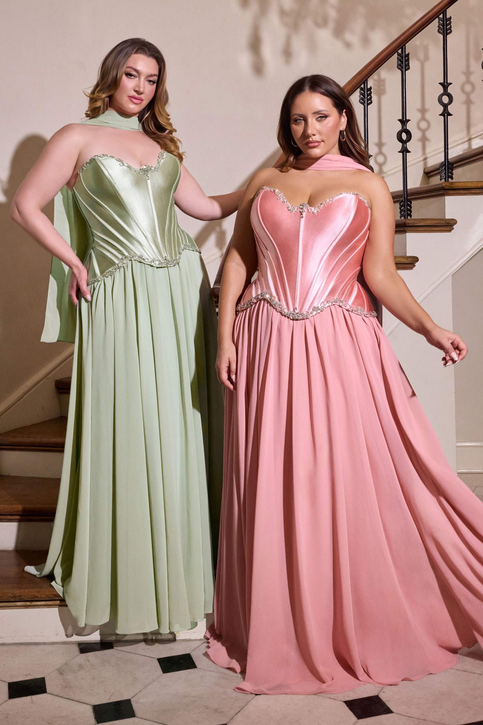 Dress | Ladivine Cd668c Sculpted Satin Corset Bodice