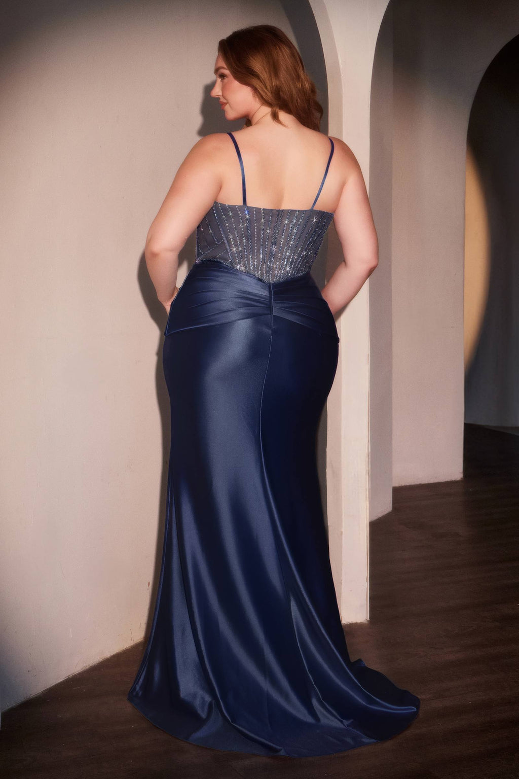 Dress | Ladivine Cd752c Dress Fitted Satin Embellished Plus Size