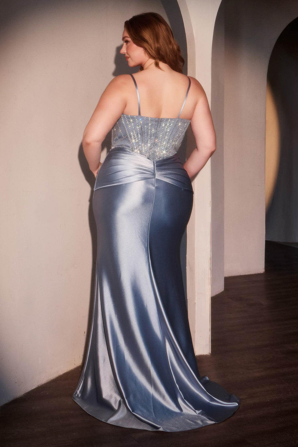 Dress | Ladivine Cd752c Dress Fitted Satin Embellished Plus Size