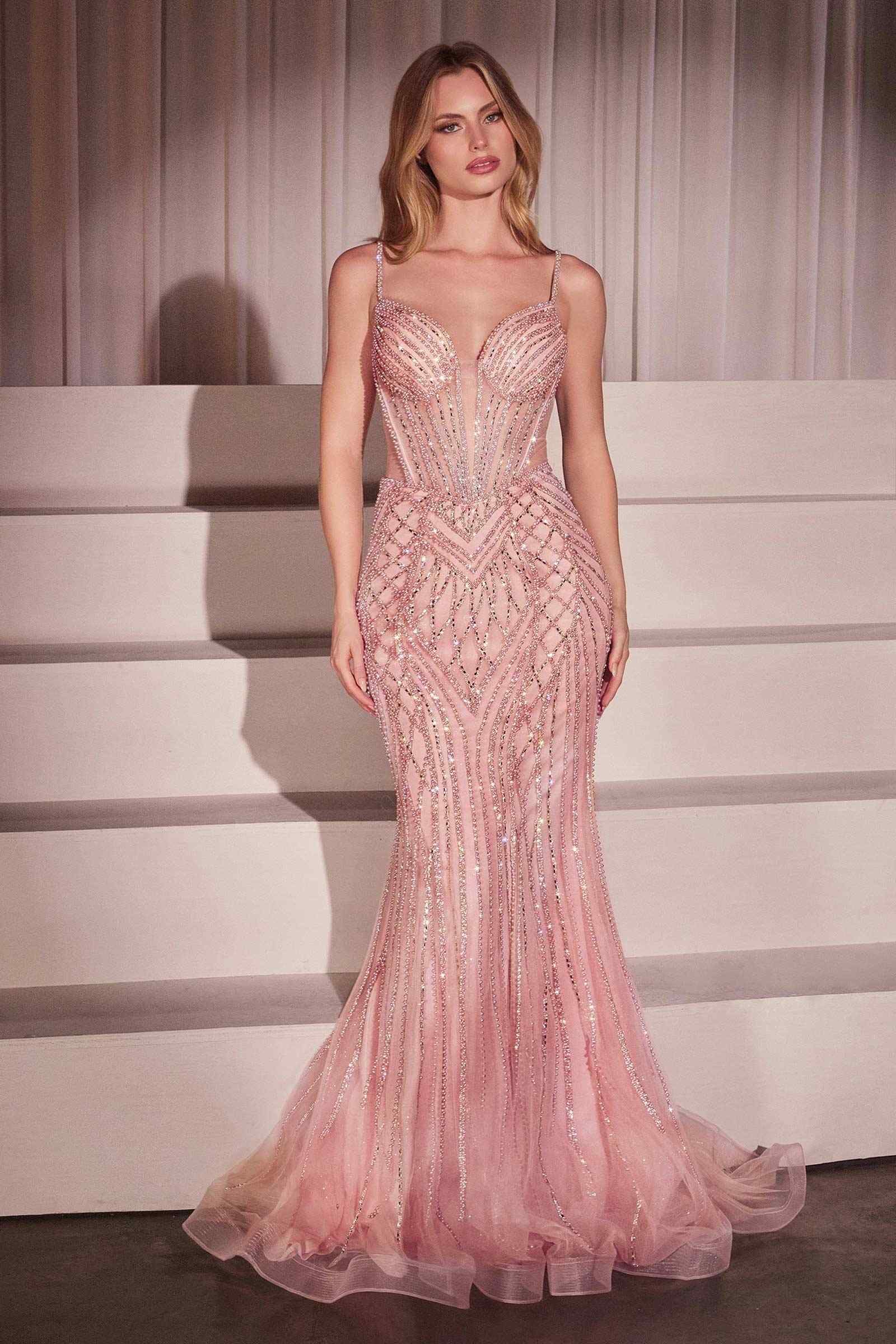 Dress | Ladivine Cd759 Embellished Fit & Flare Prom Dress