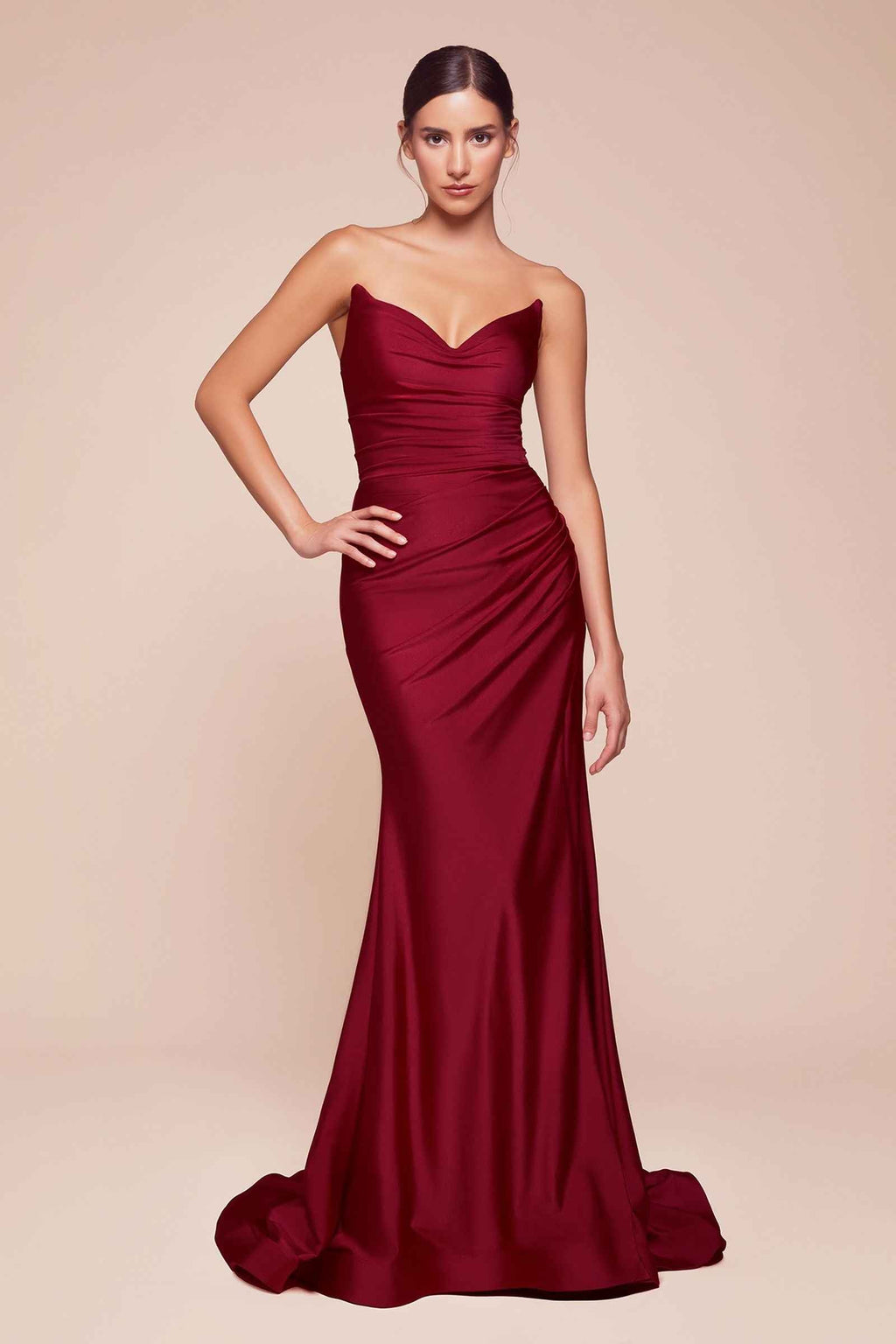 Dress | Ladivine Cd791 Dress Strapless Stretch Satin Fitted Gown