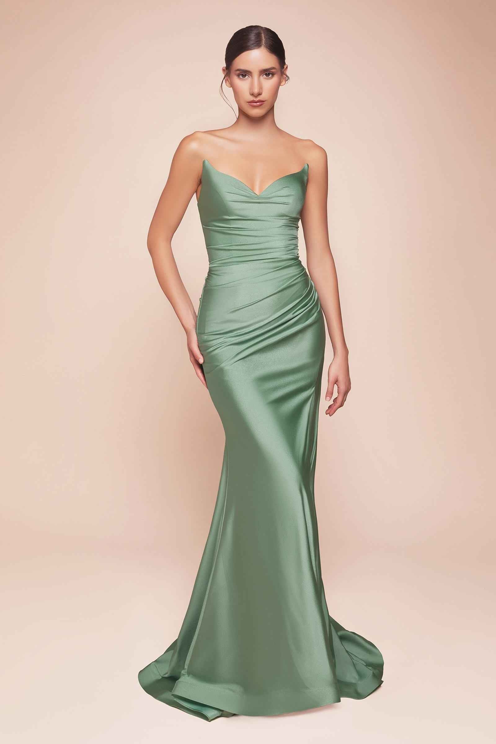 Dress | Ladivine Cd791 Dress Strapless Stretch Satin Fitted Gown