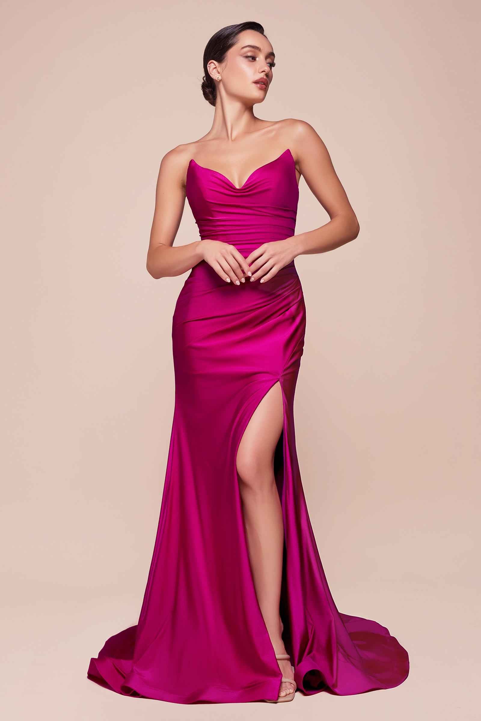Dress | Ladivine Cd791 Dress Strapless Stretch Satin Fitted Gown