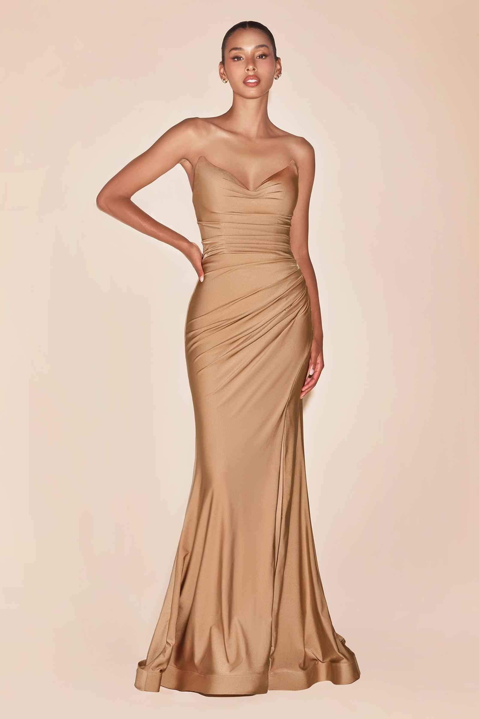 Dress | Ladivine Cd791 Dress Strapless Stretch Satin Fitted Gown