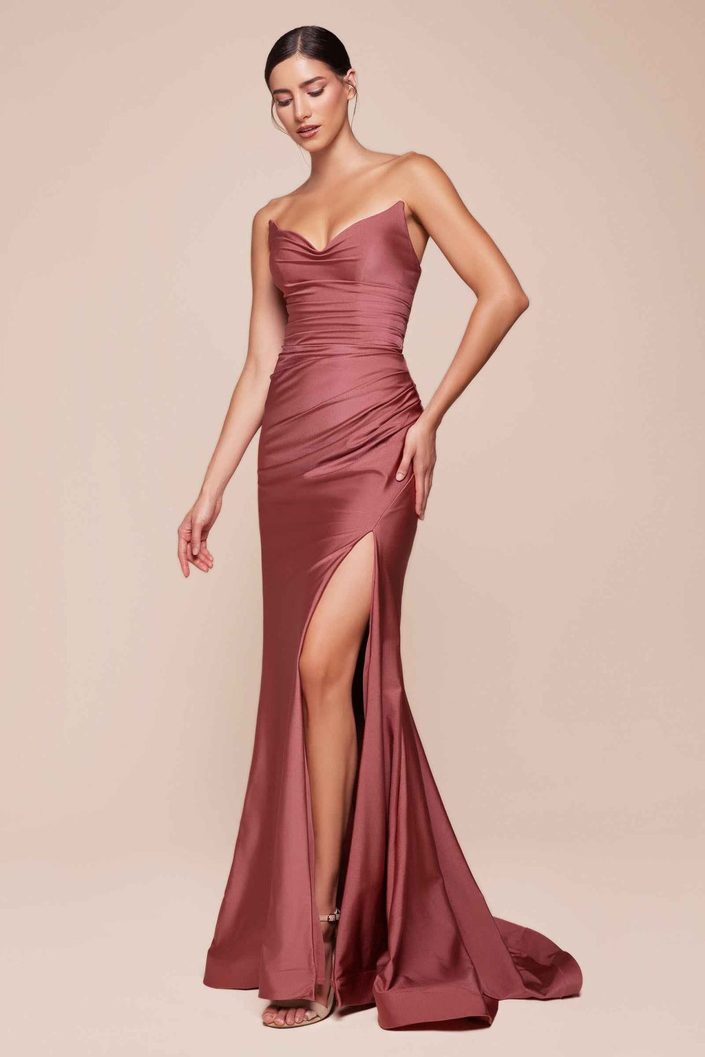 Dress | Ladivine Cd791 Dress Strapless Stretch Satin Fitted Gown