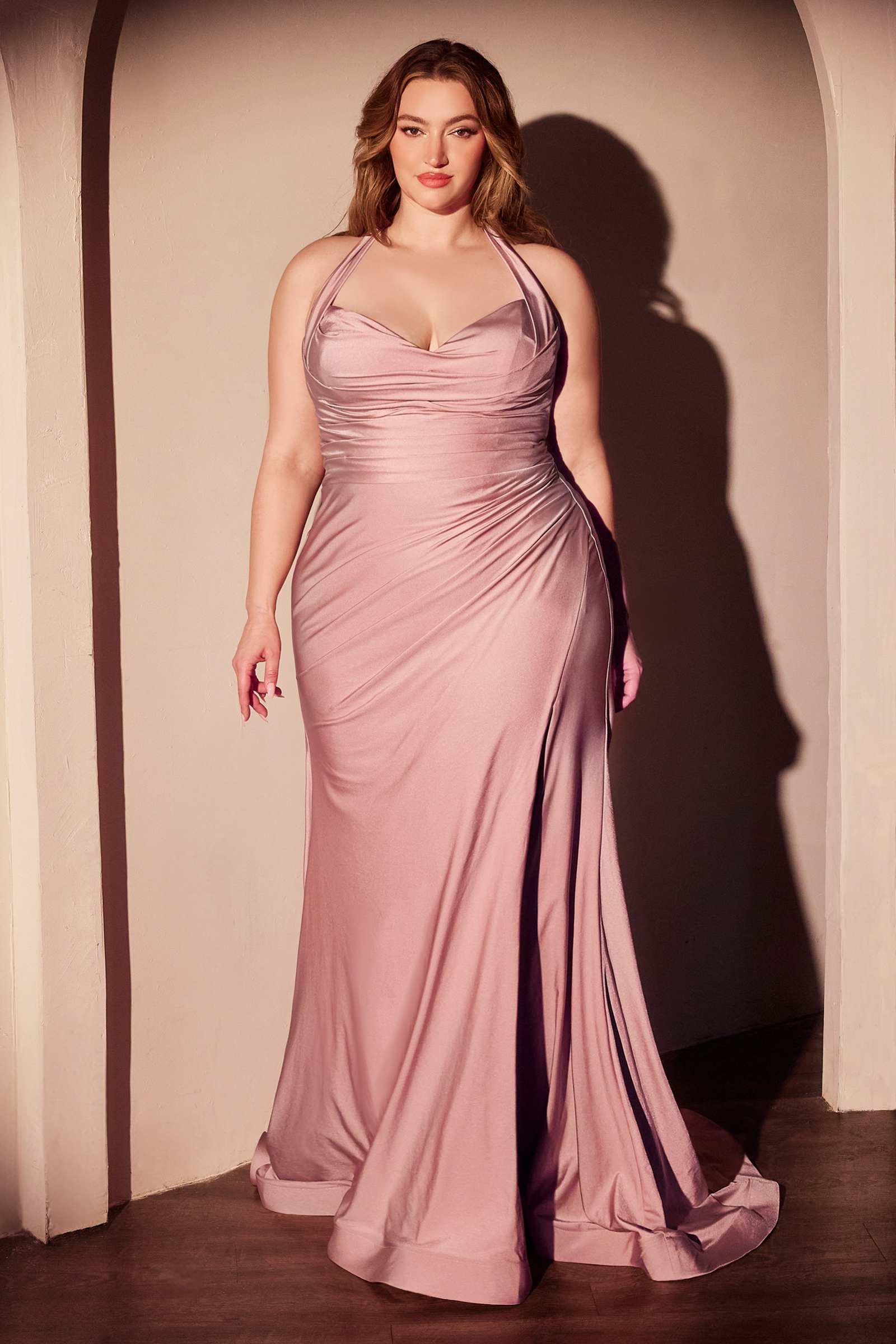 Bridal Party Dress | Ladivine Cd796c Dress Stretch Satin Halter Fitted Curve