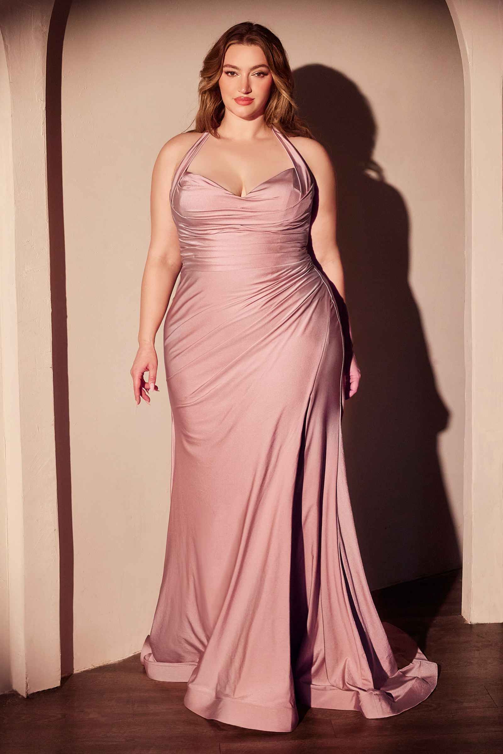 Bridal Party Dress | Ladivine Cd796c Dress Stretch Satin Halter Fitted Curve