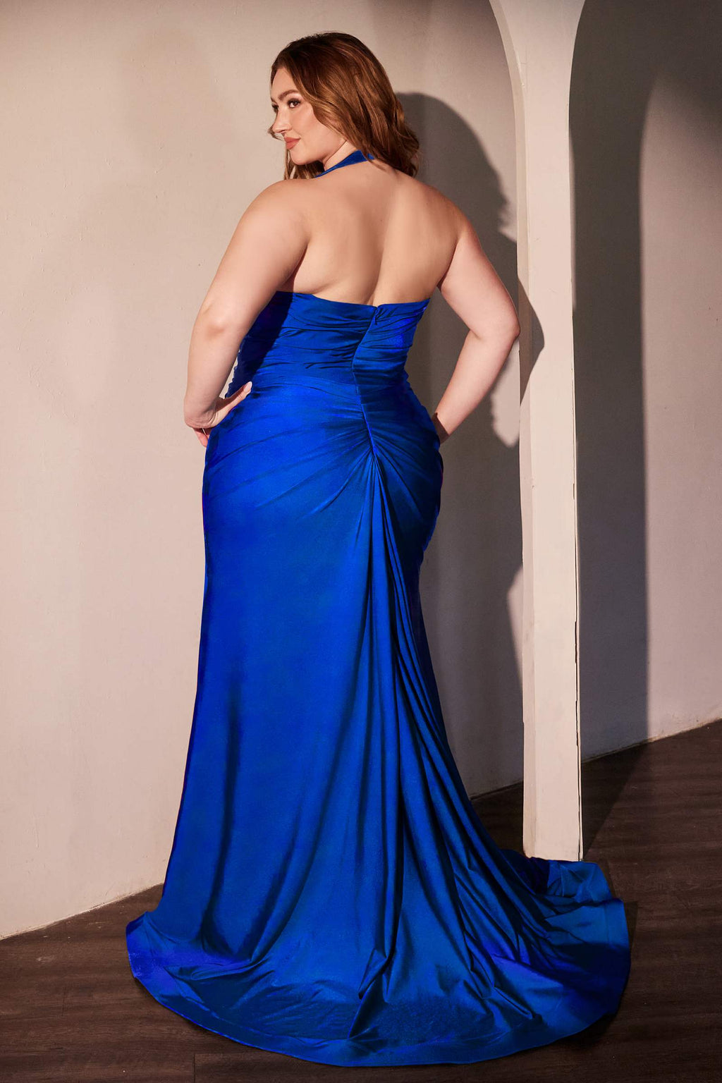 Bridal Party Dress | Ladivine Cd796c Dress Stretch Satin Halter Fitted Curve