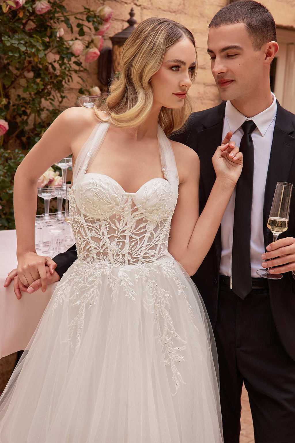 Wedding Dress | Ladivine Cd827w Long Convertible Tulle Strap