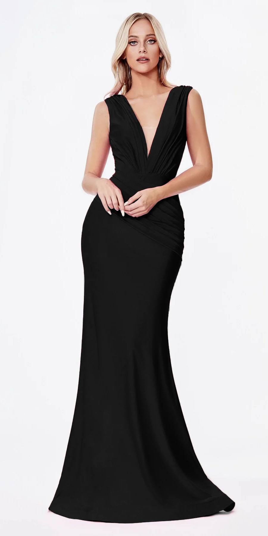 Dress | Cinderella Divine Cd912 Fitted Jersey Gown Ruched Waistline