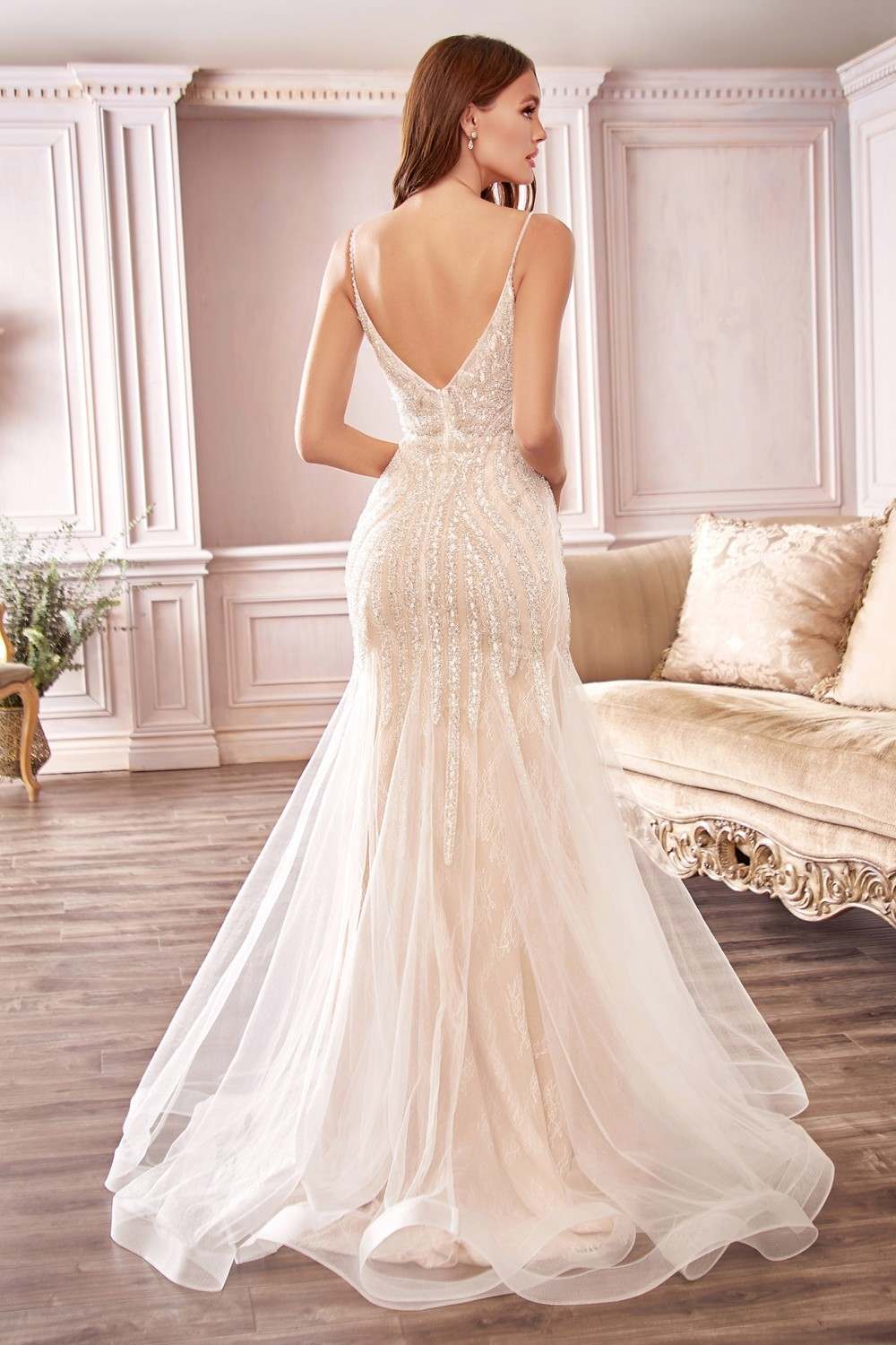 Wedding Dress | Cinderella Divine Cds401 Long Beaded Hourglass Mermaid Wedding