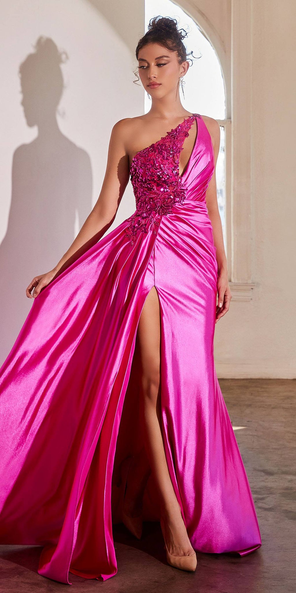 Dress | Ladivine Cds454 Floor Length One Shoulder Keyhole Bodice