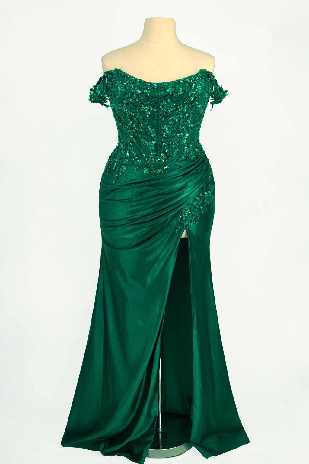 Dress | Ladivine Cds537c Off the Shoulder Lace & Satin