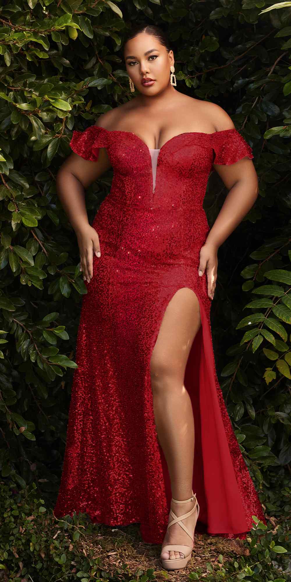 Dress | Cinderella Divine Ch167c Long Off the Shoulder Sequins