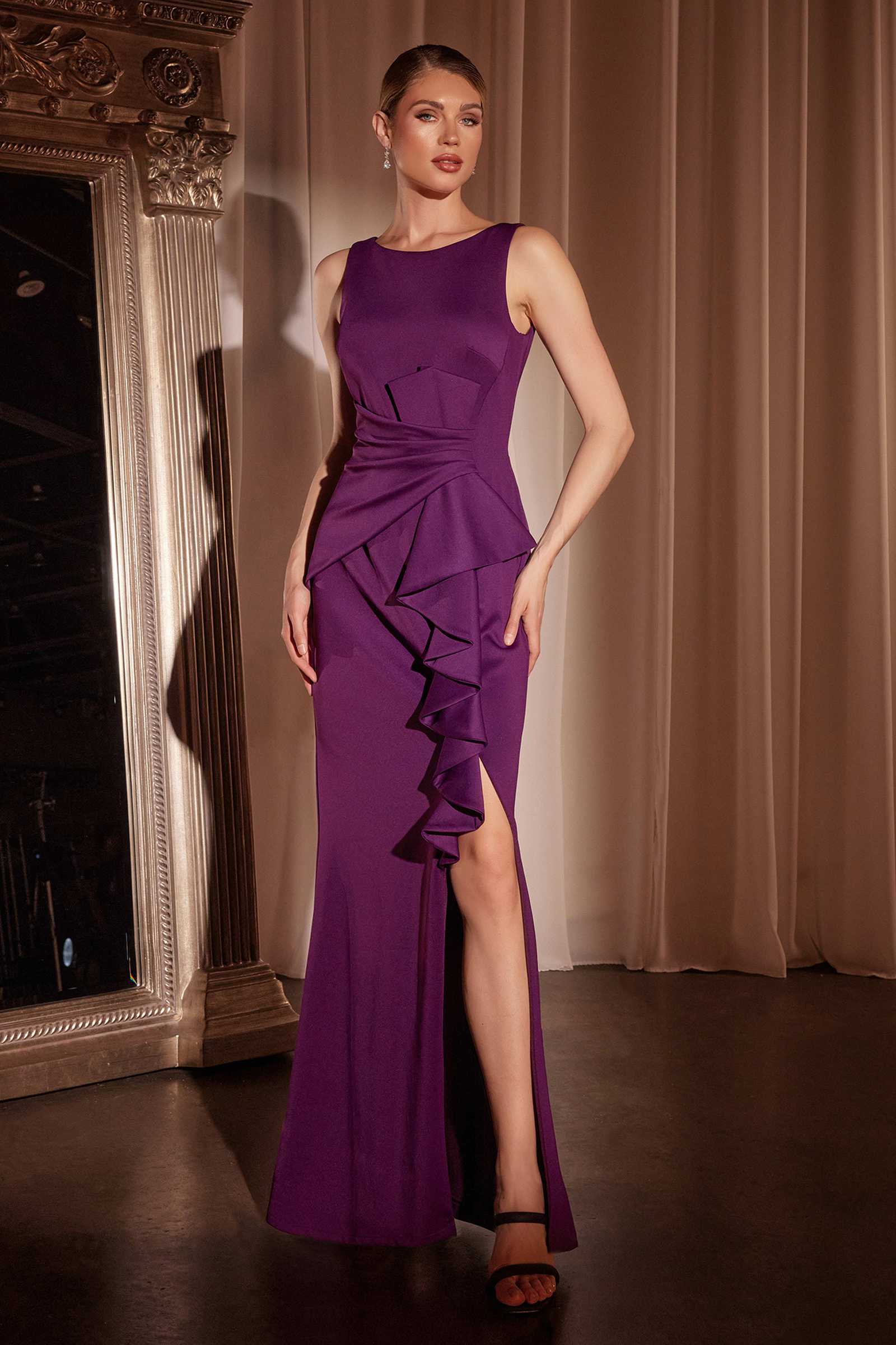 Dress | Ladivine Ch377 Long Fitted Neoprene Dress