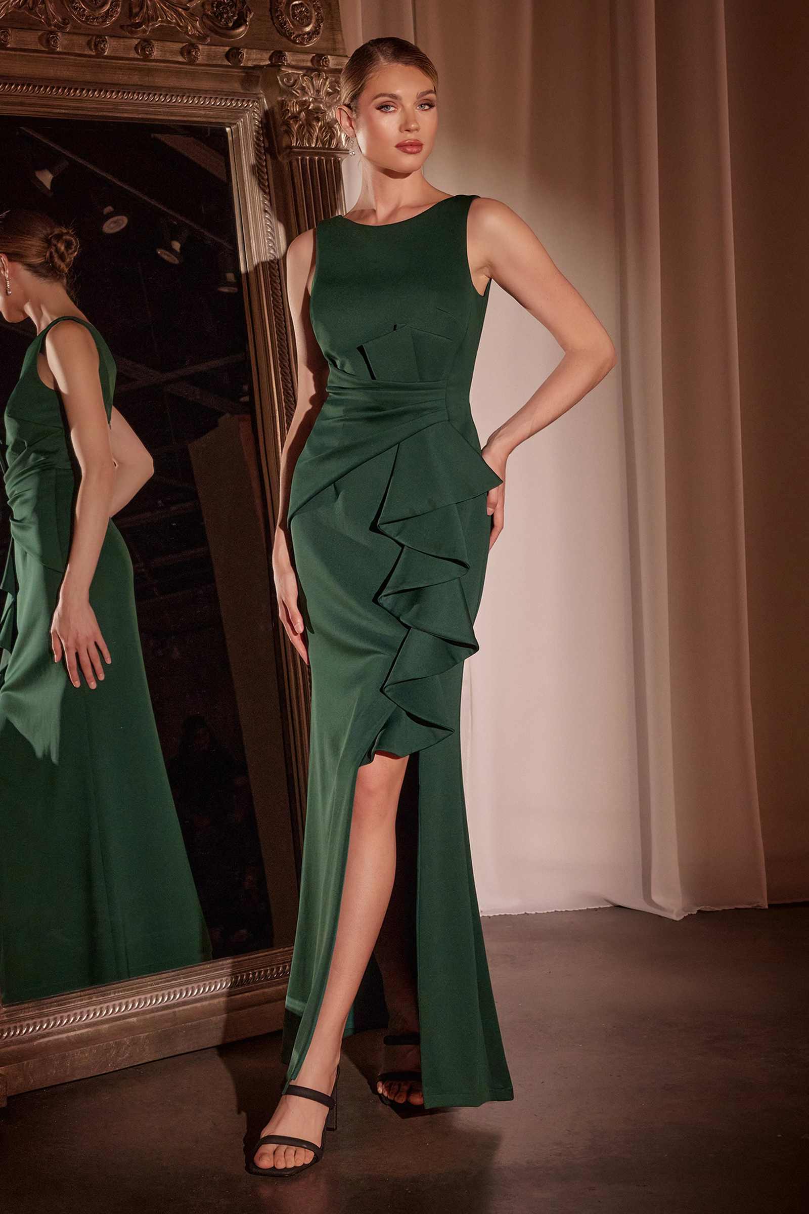 Dress | Ladivine Ch377 Long Fitted Neoprene Dress