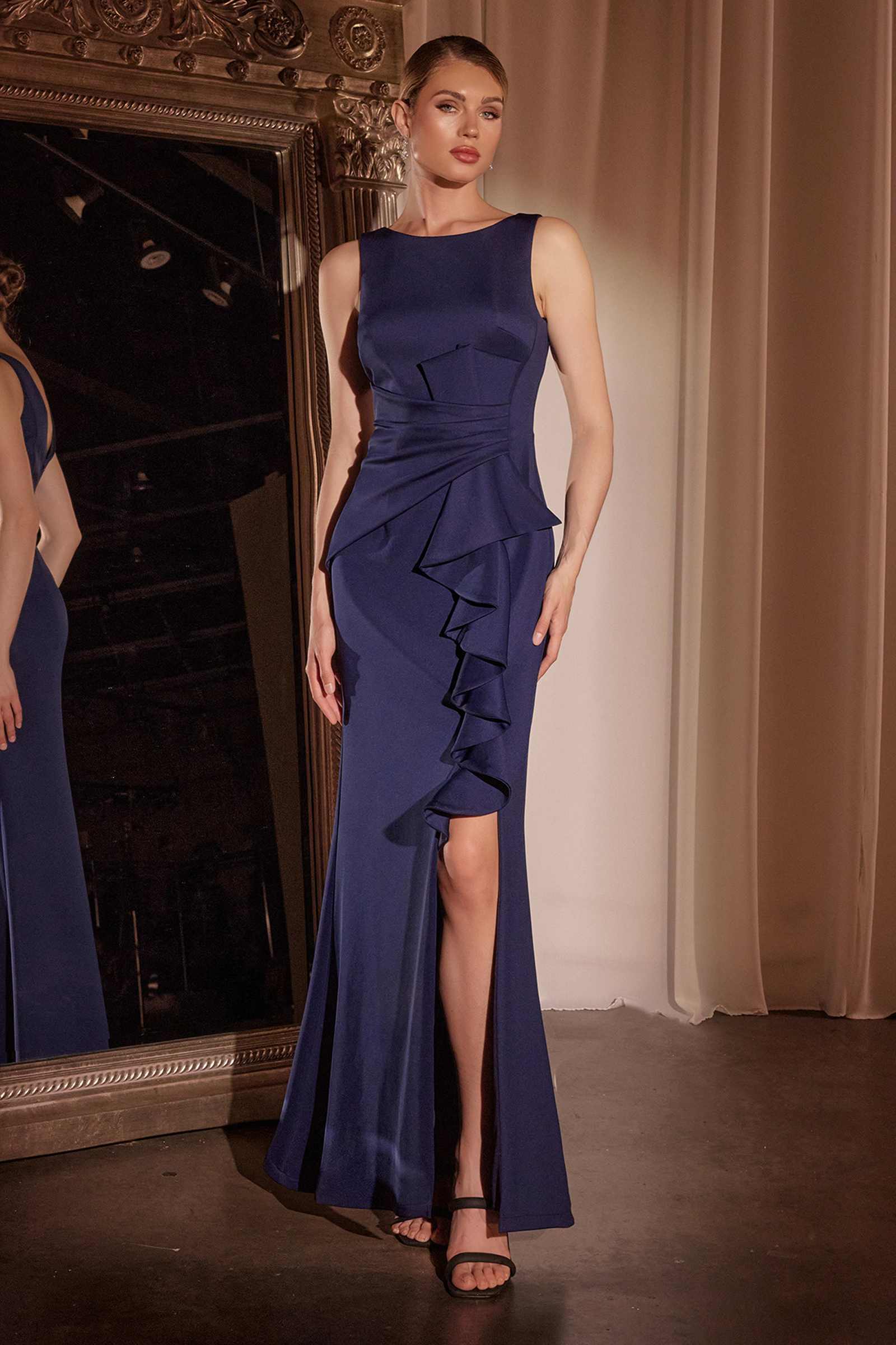 Dress | Ladivine Ch377 Long Fitted Neoprene Dress
