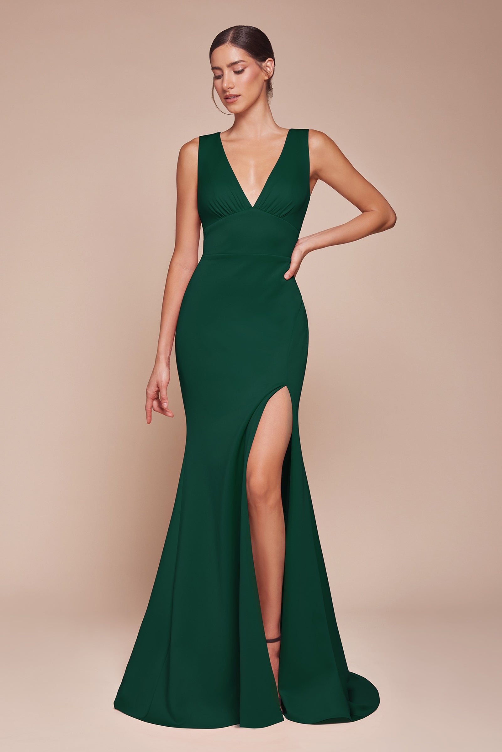 Ladivine CH395 Long Sleeveless V-Neckline Chiffon Dress is a formal dress for prom, pageant, red carpet. It features jersey corset lace-up tie back styling and a polished formalwear look suited for Honey Badger Books shoppers selecting special-occasion apparel.