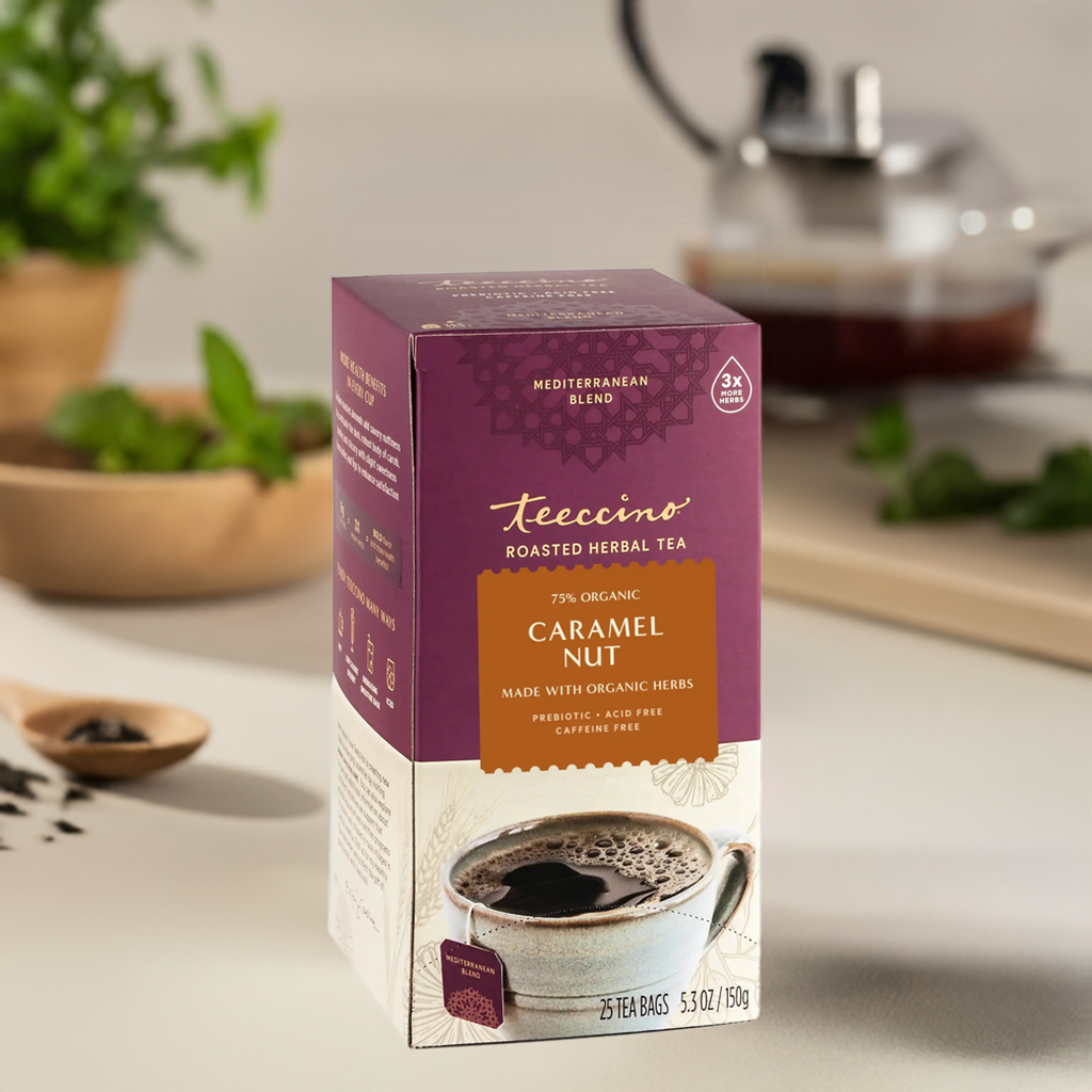Té de hierbas tostado con caramelo y nuez