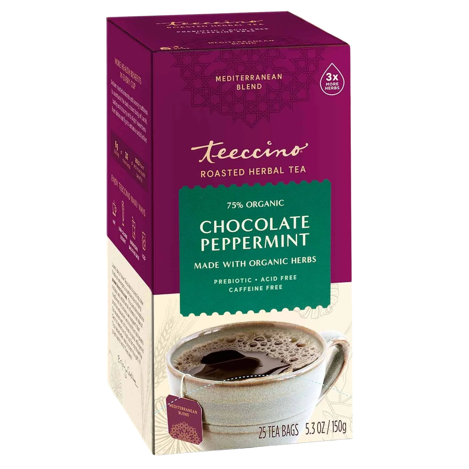 Té de hierbas tostado de chocolate y menta