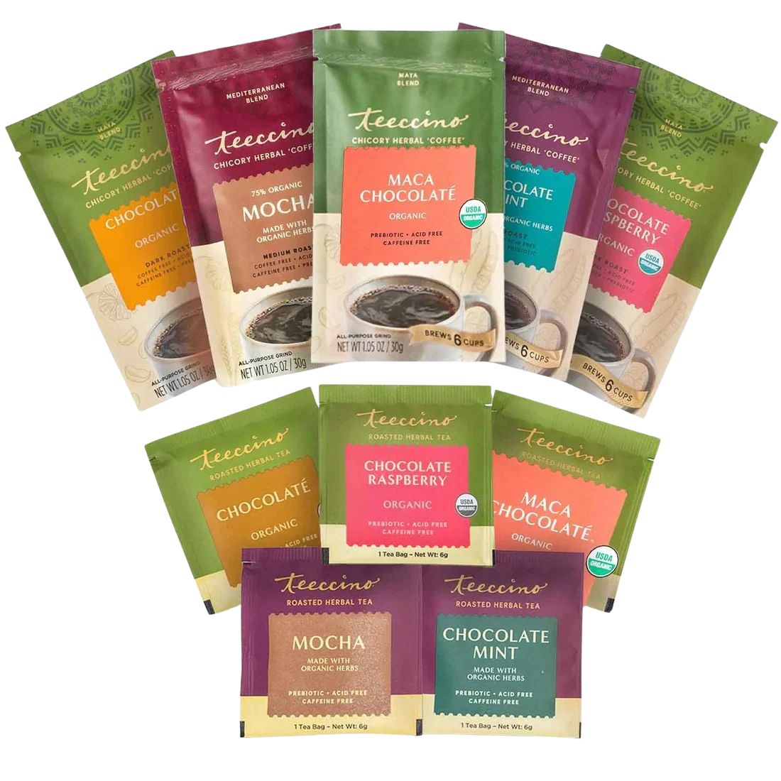 Tea | Teeccino | Chocolate Blends Sampler Coffee + Tea