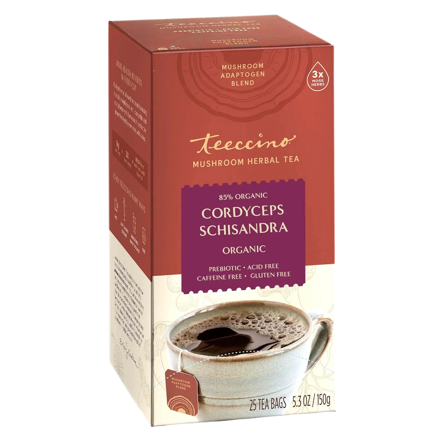 Té Herbal de Hongos Cordyceps, Schisandra y Canela con Frutos del Bosque