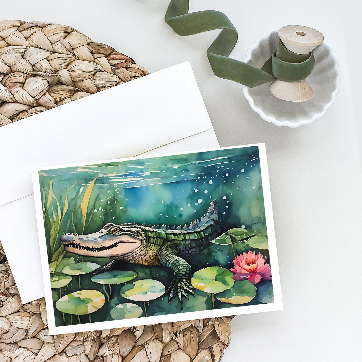 Paquete de 8 tarjetas de felicitación de caimanes