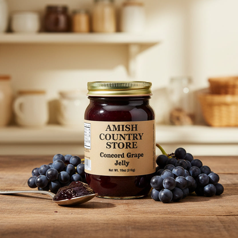 Old-Fashioned Concord Grape Jelly (18oz) | Amish Country Store is a fruit jelly chosen for pantry shoppers, food gifts, everyday snacks, breakfasts, cookouts, or sweet and savory serving ideas. Sweet, smooth, and full of classic grape flavor, this Old-Fashioned Concord Grape Jelly is a timeless country pantry favorite. Product details help shoppers compare the item type, style, size, and intended use before purchase.