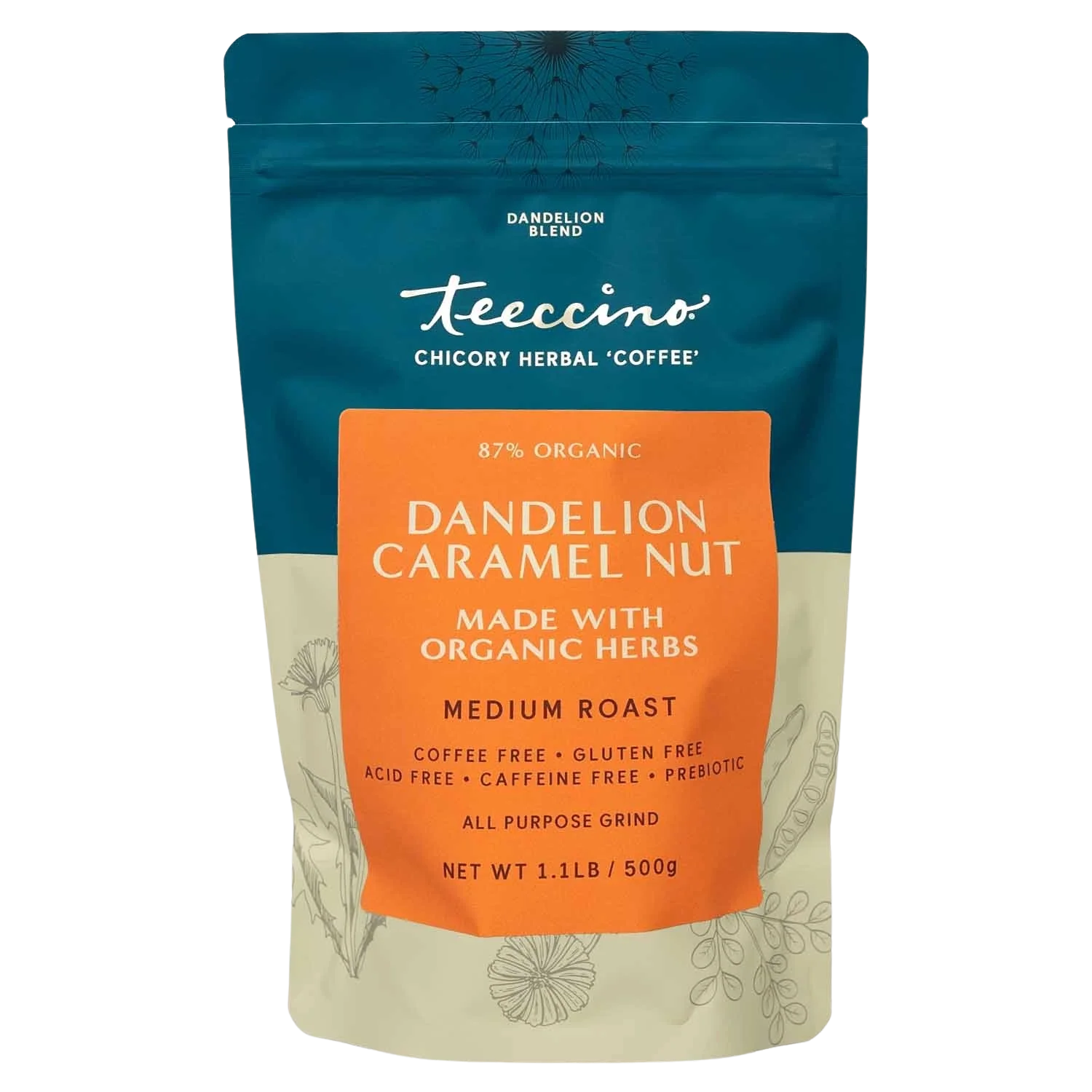 Herbal Coffee | Teeccino | Dandelion Caramel Nut Chicory Herbal Coffee