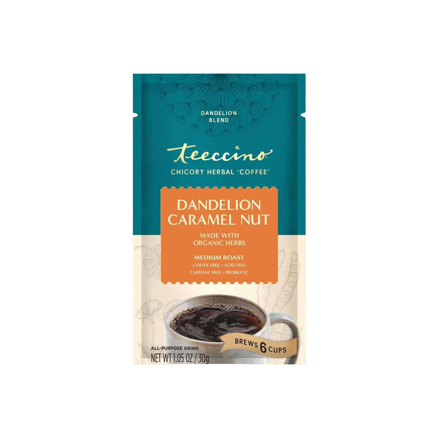Herbal Coffee | Teeccino | Dandelion Caramel Nut Chicory Herbal Coffee