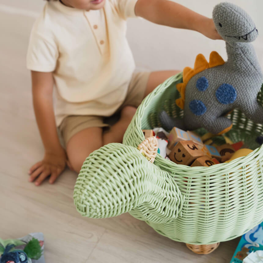 Storage Basket, Decor | Dinosaur Storage Basket Mint Green