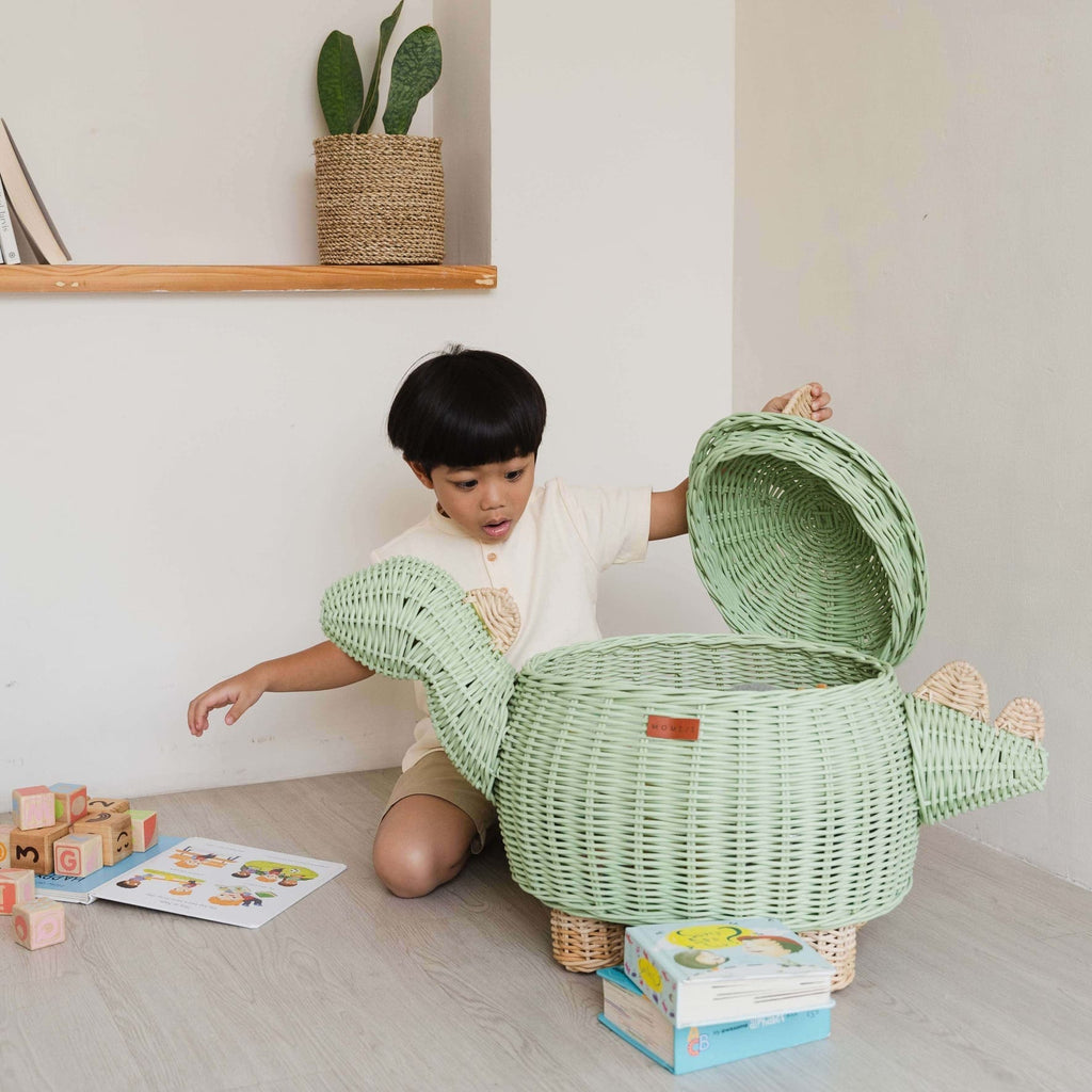 Storage Basket, Decor | Dinosaur Storage Basket Mint Green