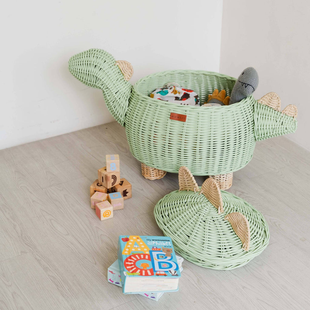 Storage Basket, Decor | Dinosaur Storage Basket Mint Green