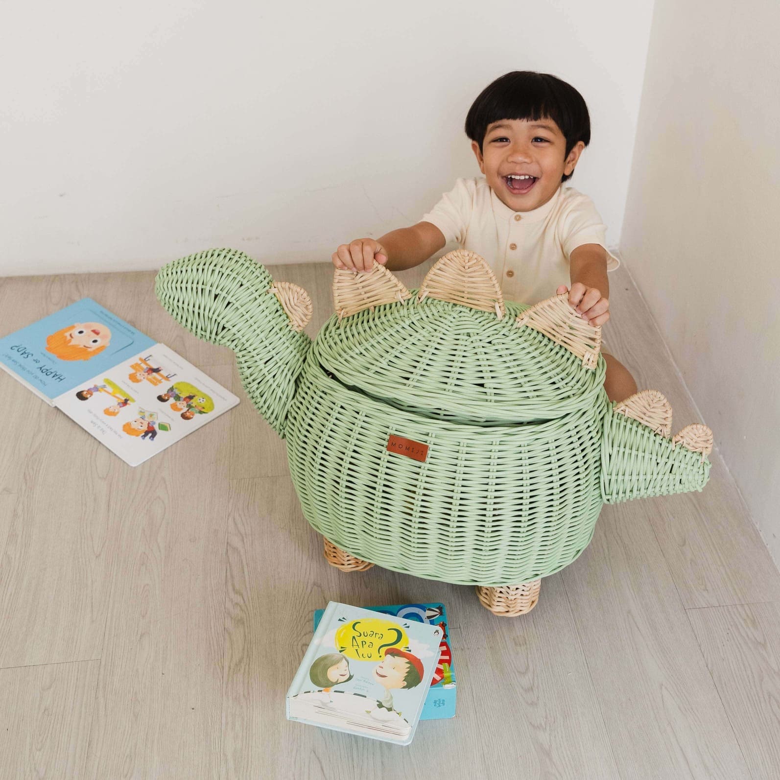 Storage Basket, Decor | Dinosaur Storage Basket Mint Green