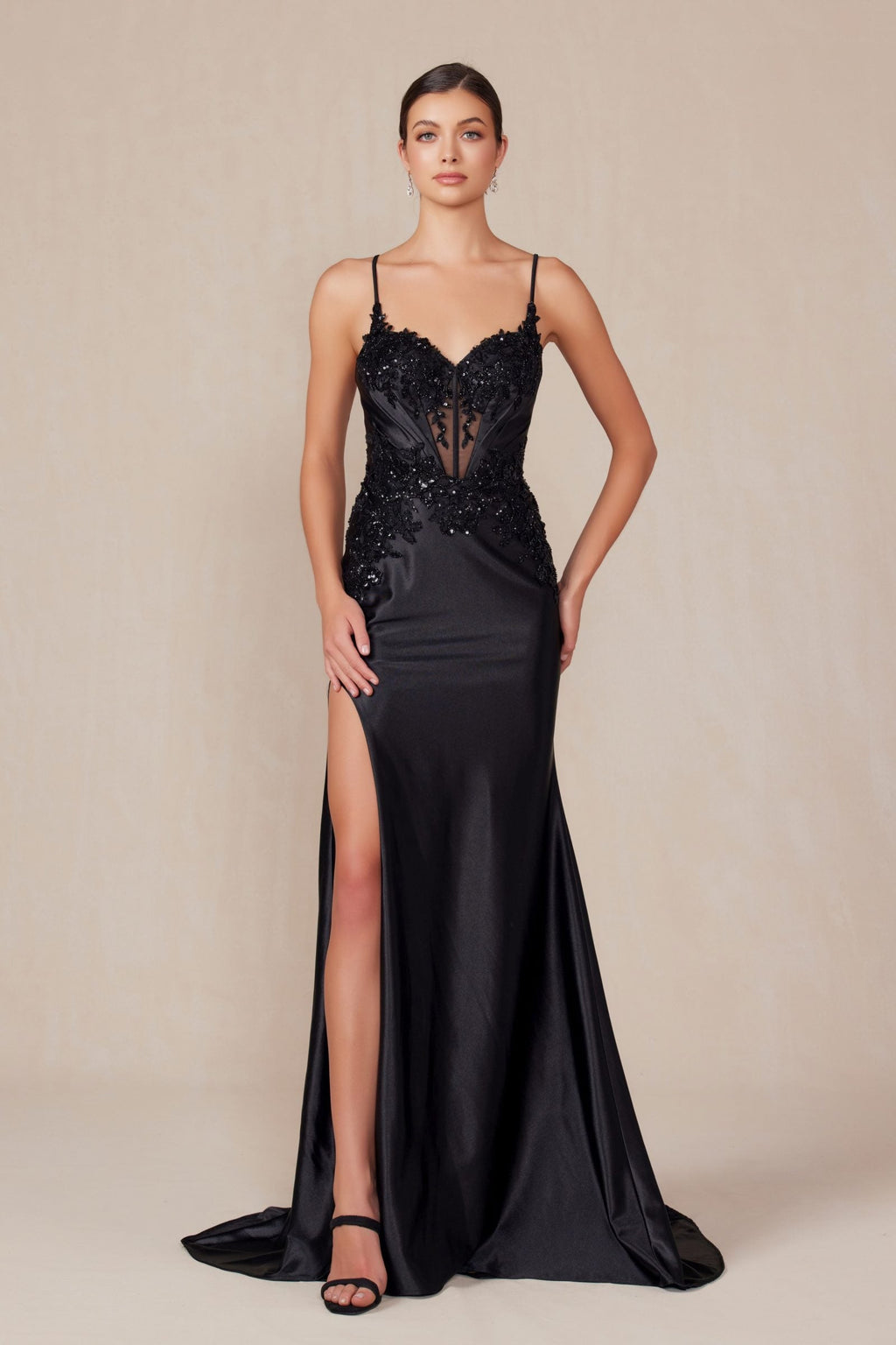 Dress | Nox Anabel E1488 Luxurious Shiny Satin Material