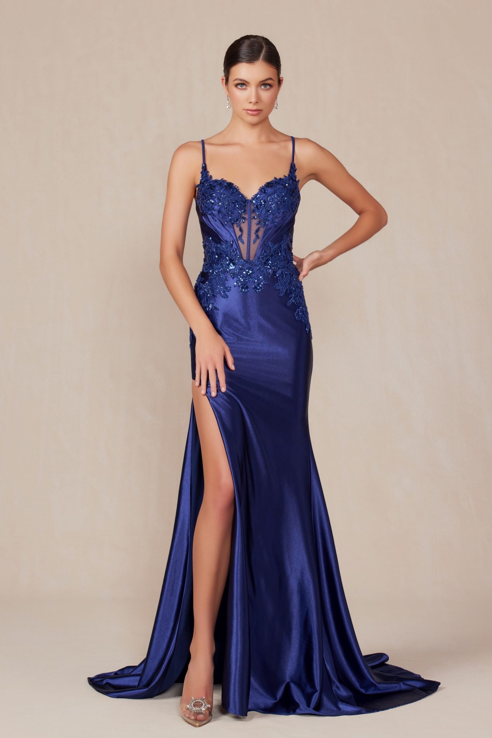 Dress | Nox Anabel E1488 Luxurious Shiny Satin Material