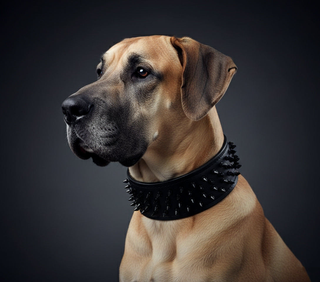 Black Crown Soft Leather Dog Collar