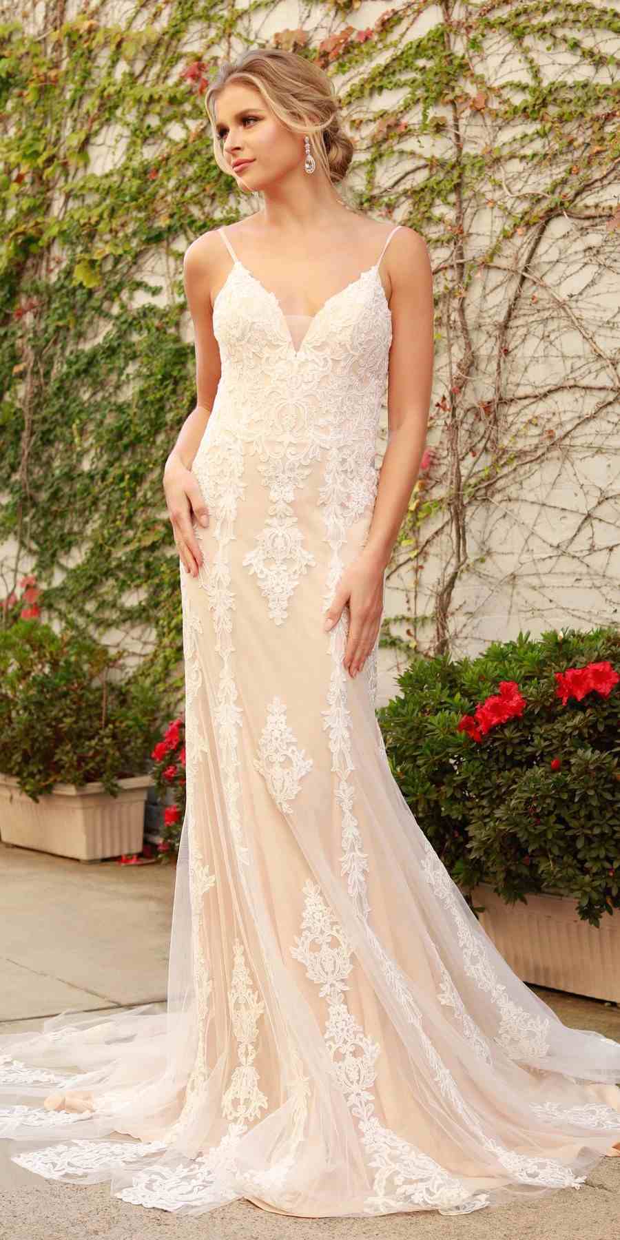 Wedding Dress | Nox Anabel H494 Spaghetti Strap V